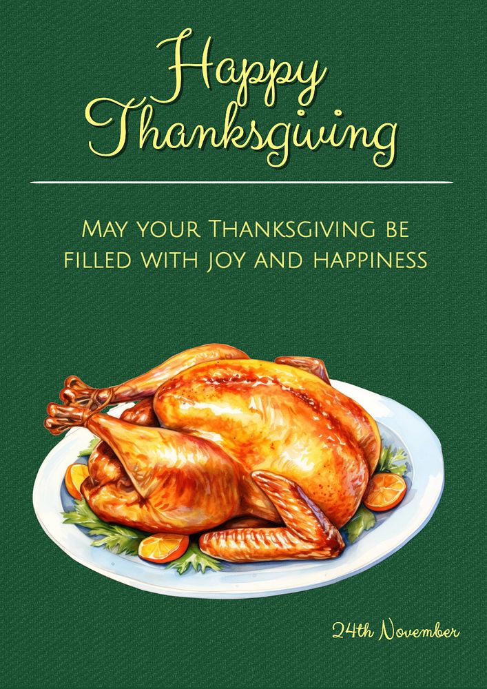 Happy Thanksgiving poster template, editable text and design