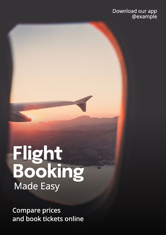 Flight booking  poster template, editable text and design