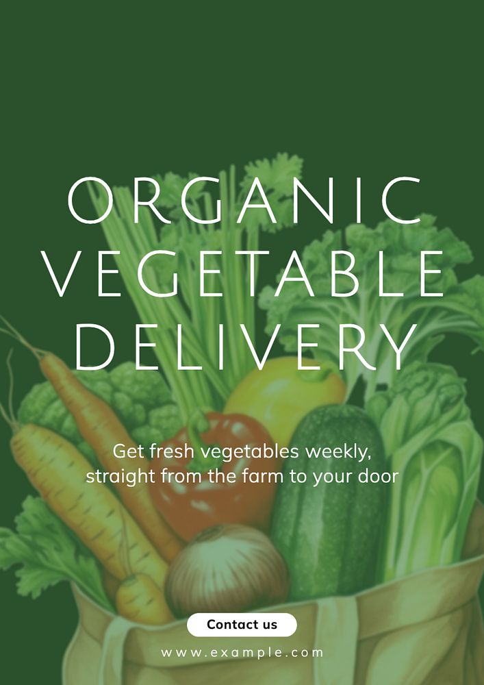 Organic vegetable delivery poster template, editable text and design