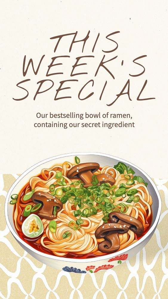 Ramen food Facebook story template, editable design