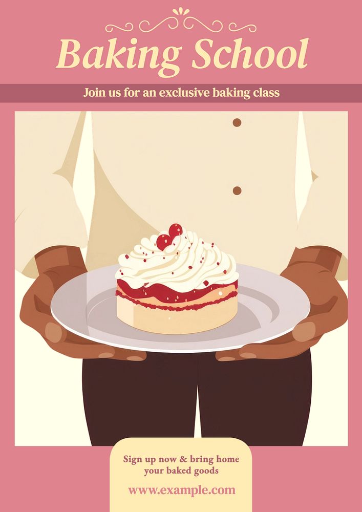 Baking school poster template, editable text and design