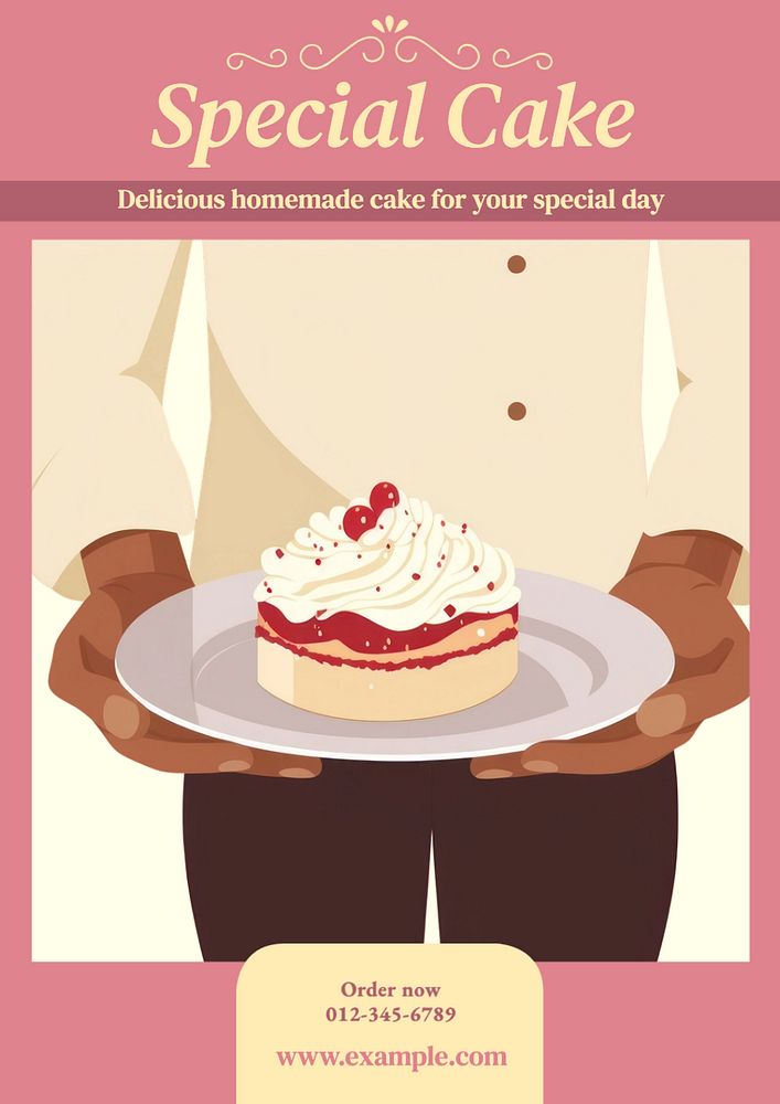 Special cake poster template, editable text and design