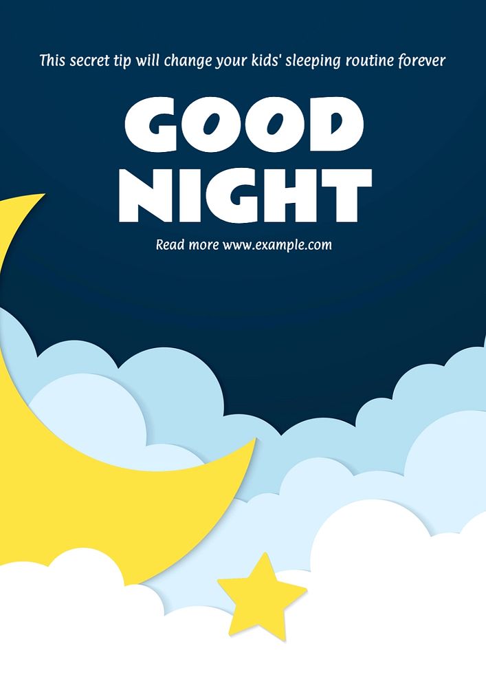 Good night  poster template, editable text and design