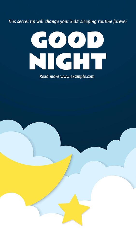 Good night  Instagram story template, editable text