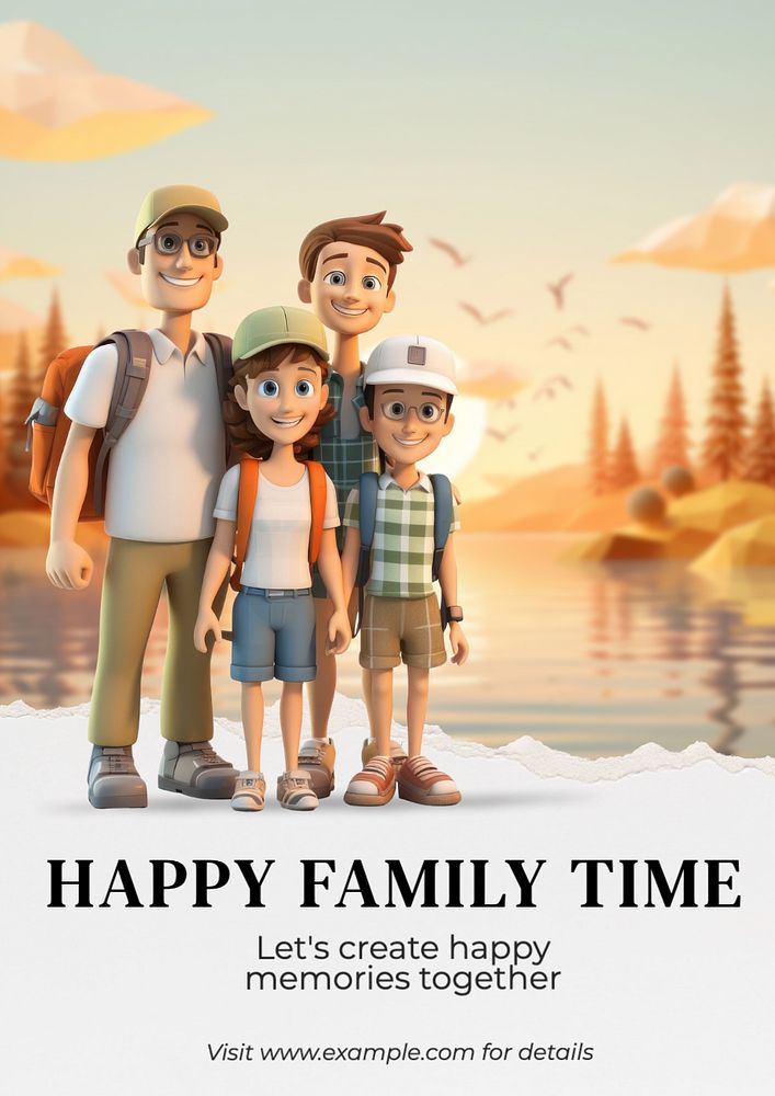 Happy family time poster template, editable text and design