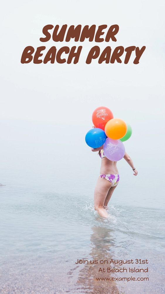 Beach party  Instagram story template, editable text