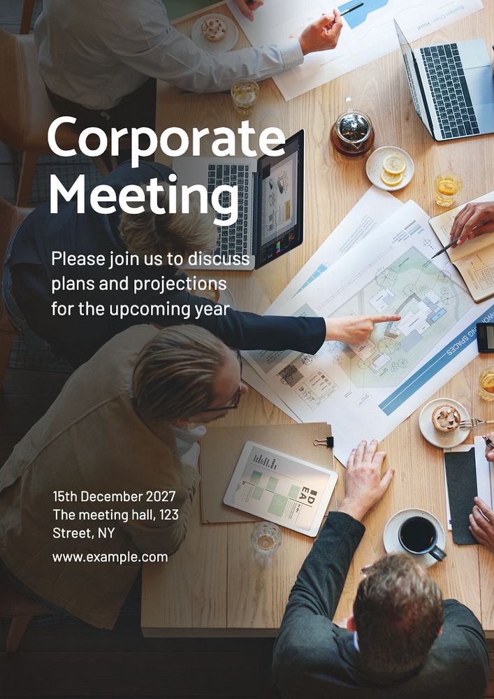 Corporate meeting  poster template, editable text and design