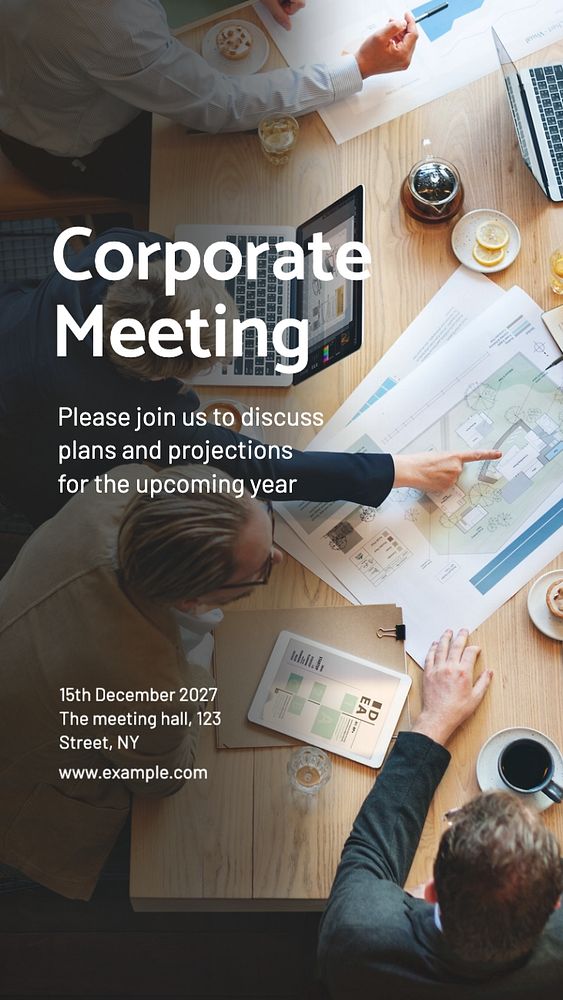 Corporate meeting  Instagram story template, editable text