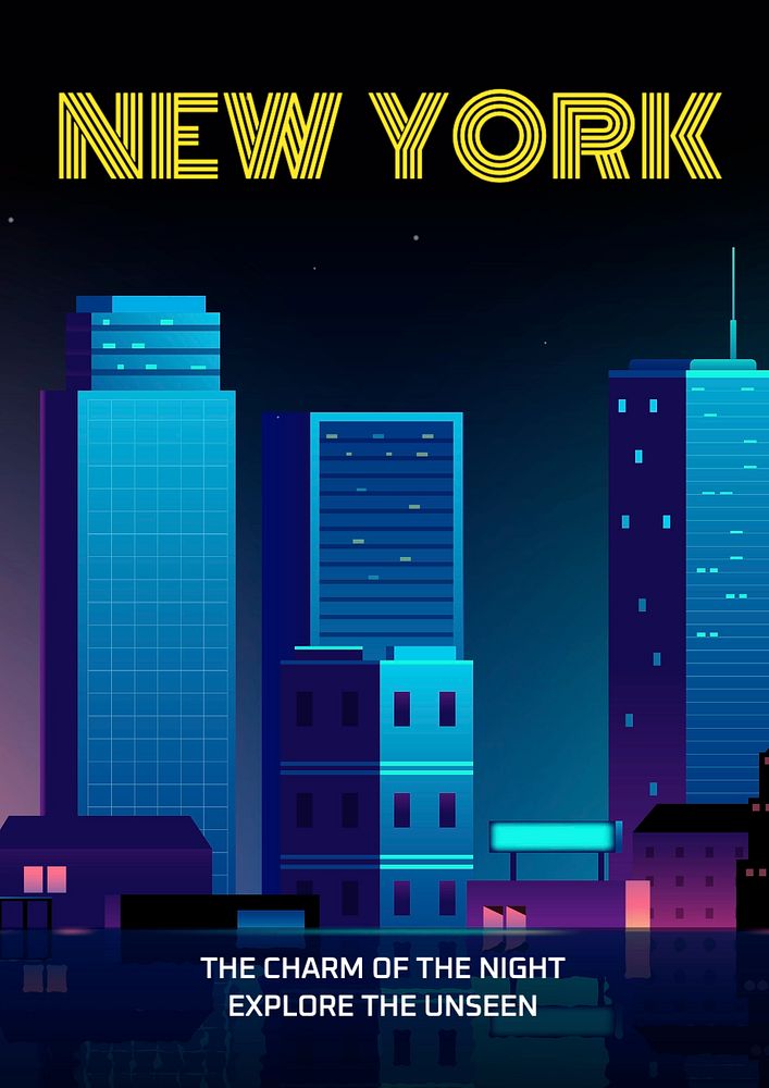 New York travel poster  poster template, editable text and design