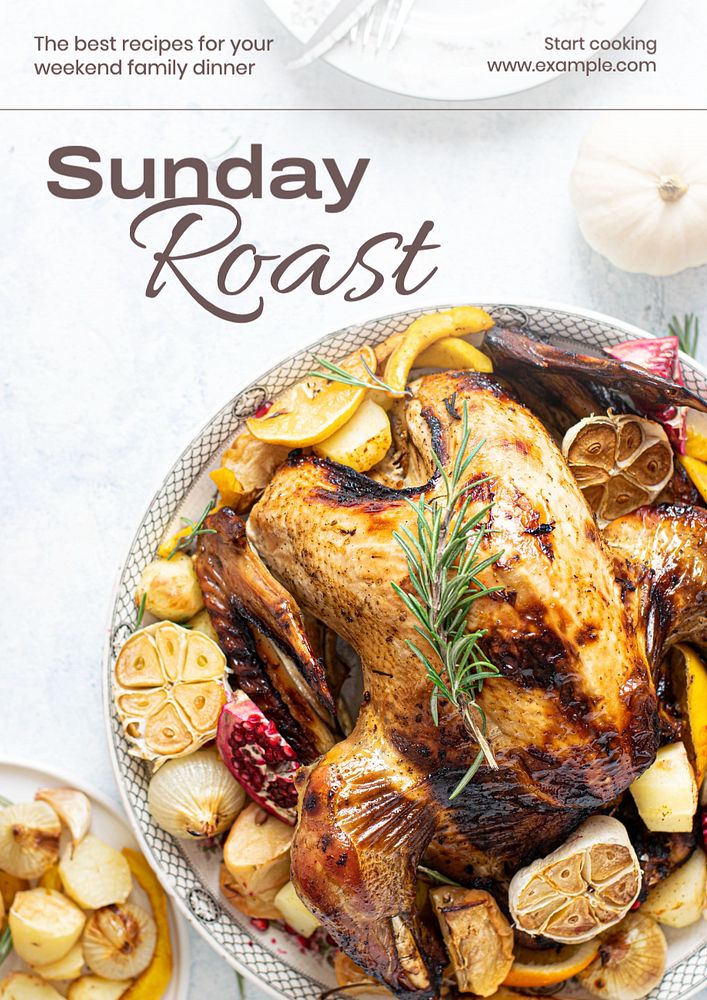 Sunday roast  poster template, editable text and design