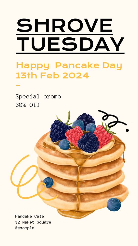 Holy Shrove Tuesday Facebook story template, editable design