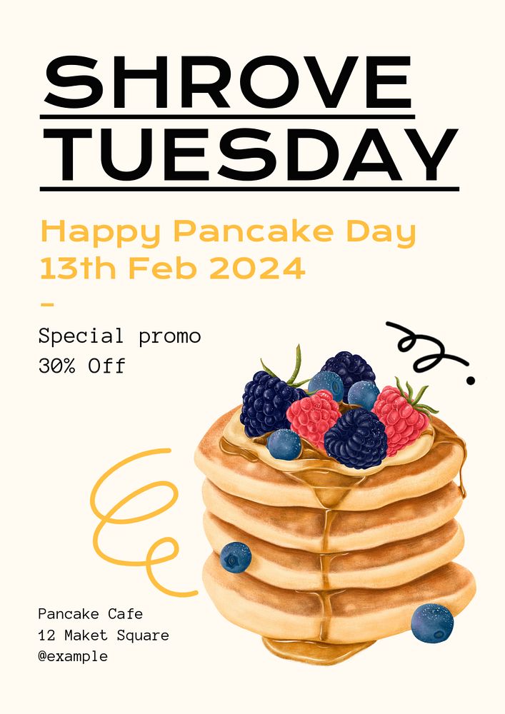 Holy Shrove Tuesday poster template, editable text and design