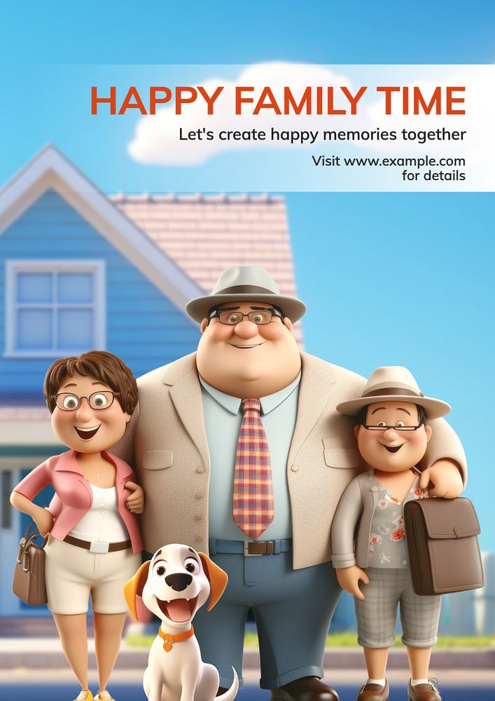 Happy family time poster template, editable text and design