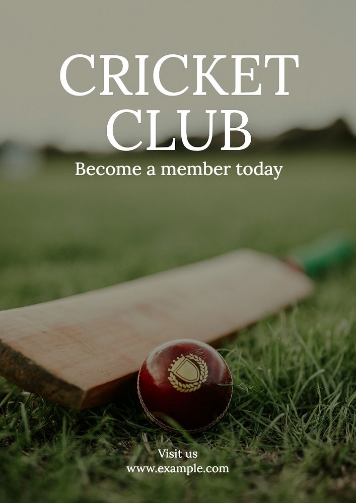 Cricket club  poster template, editable text and design