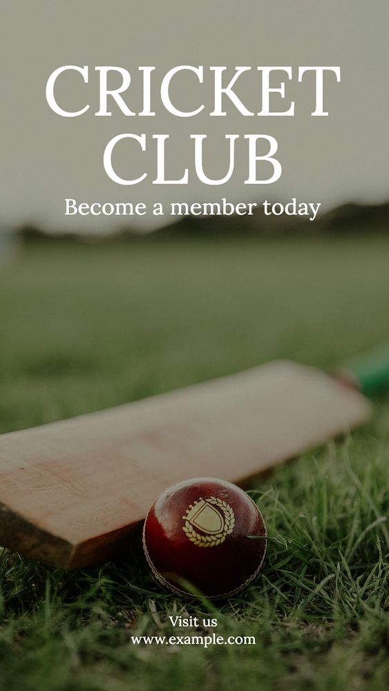 Cricket club  Instagram story template, editable text