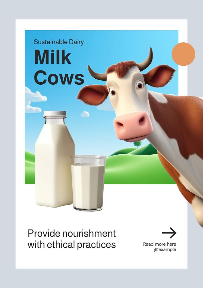 Cow poster template, editable text and design