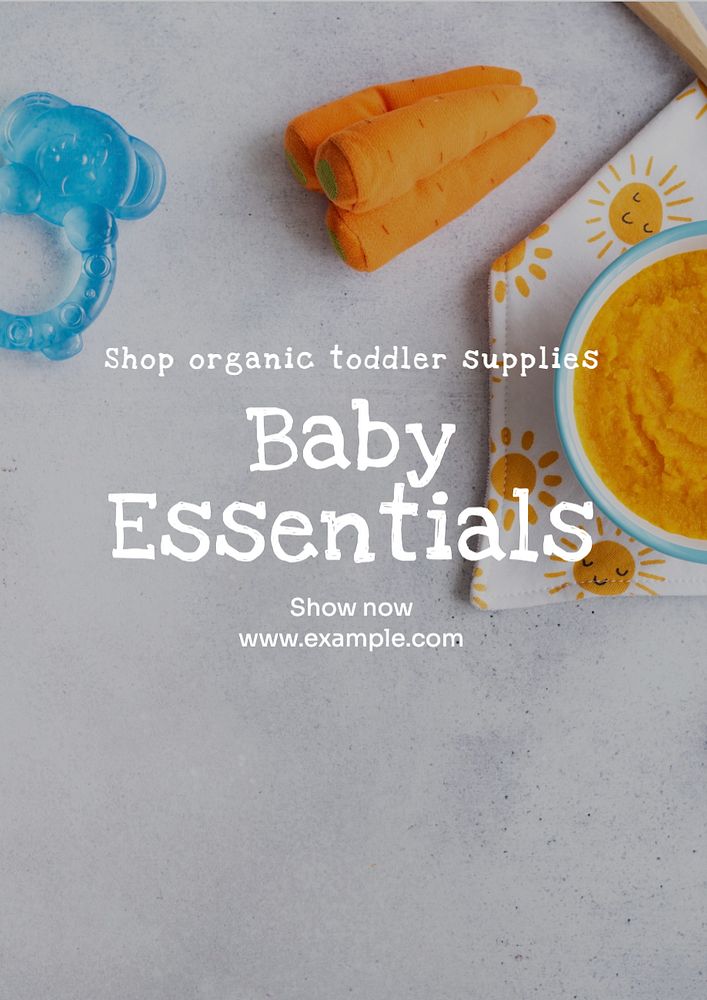 Baby essentials  poster template, editable text and design