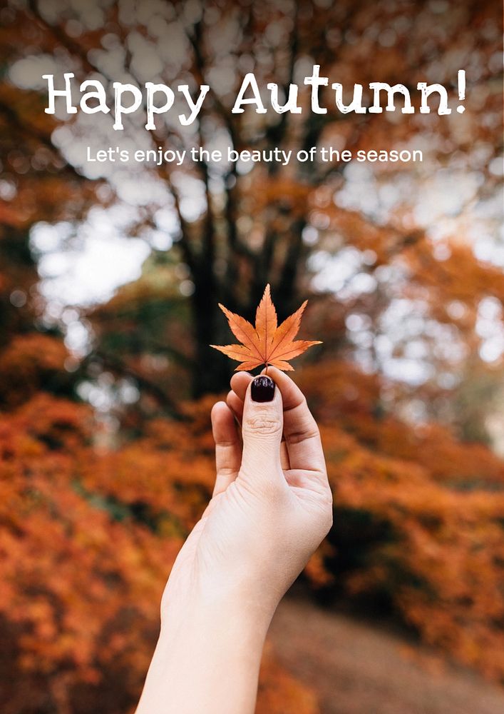 Happy autumn  poster template, editable text and design