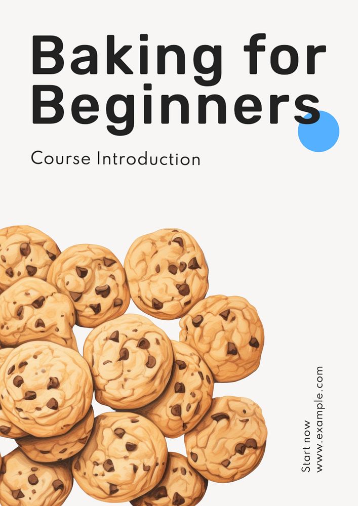 Baking for beginners poster template, editable text and design