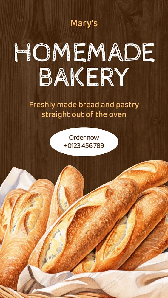 Homemade bakery Facebook story template, editable design