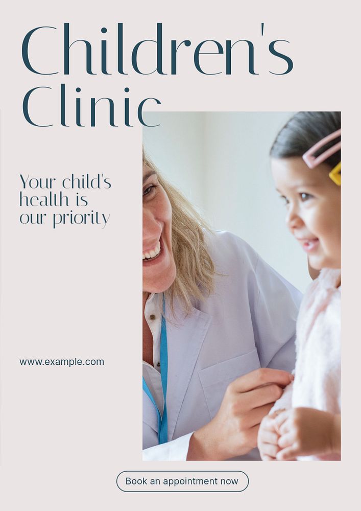 Children's clinic  poster template, editable text and design