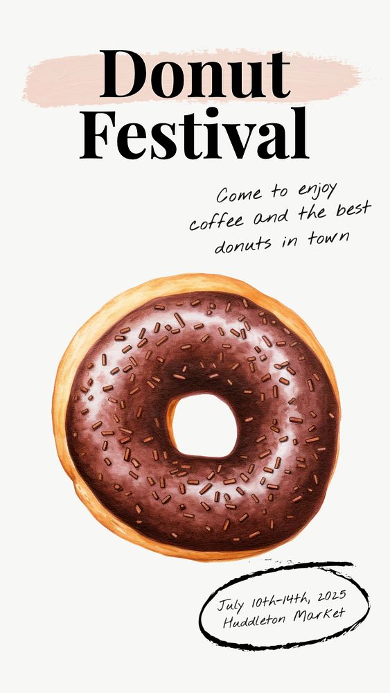 Donut recipe Facebook story template, editable design