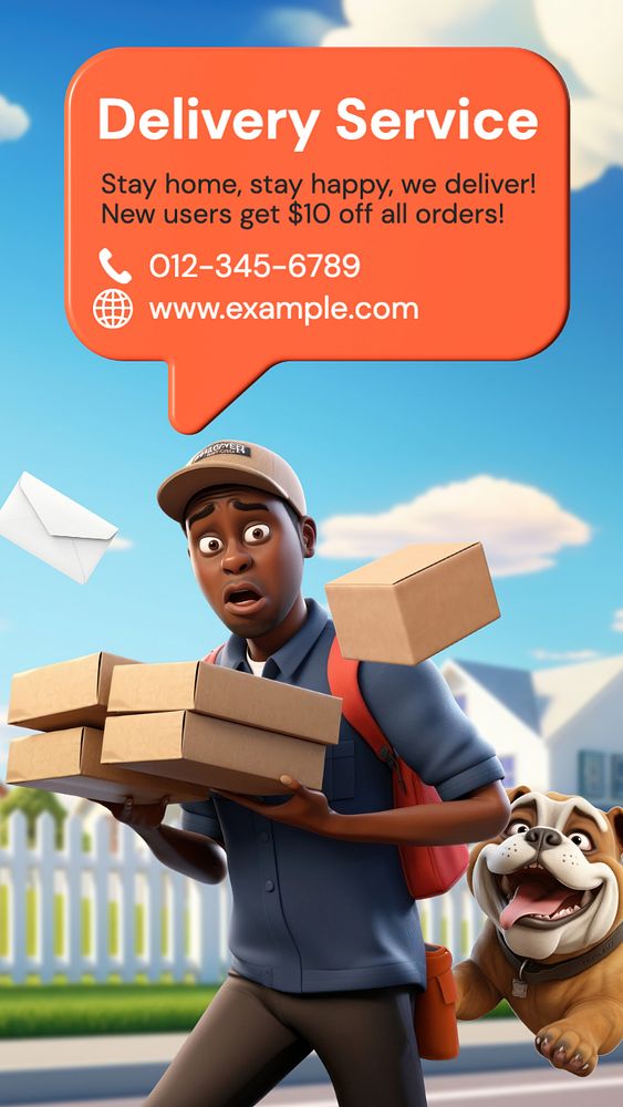 Delivery service Instagram story template, editable text