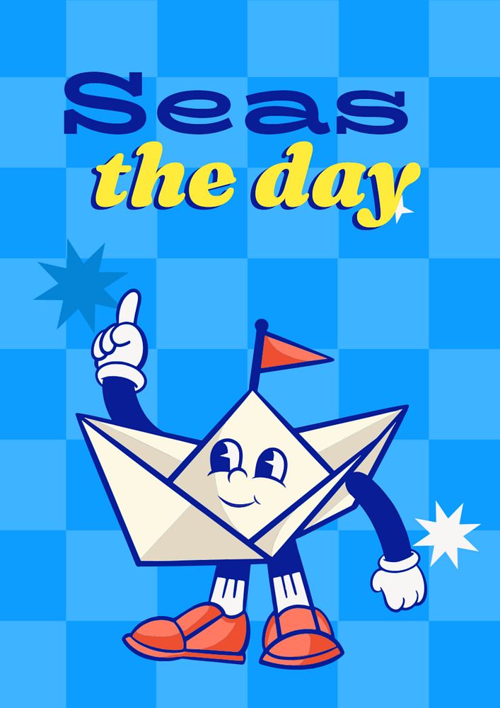 Seas the day poster template, editable text and design