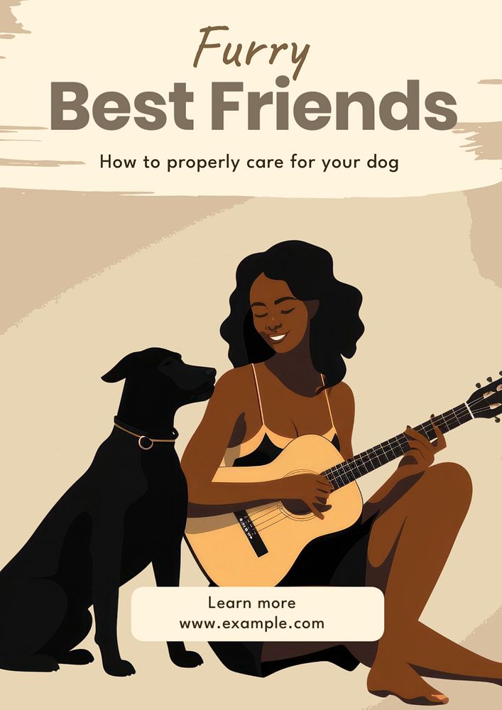 Furry best friends poster template, editable text and design