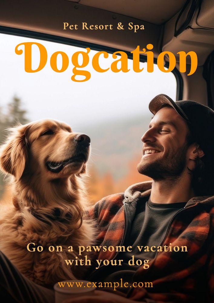 Dog vacation poster template, editable text and design