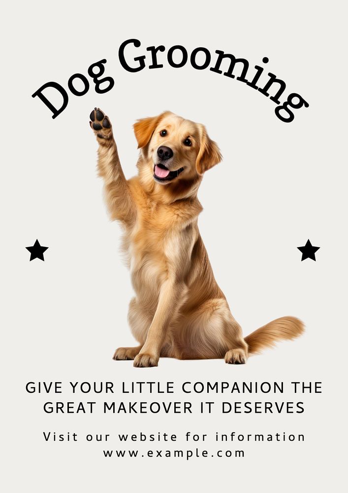 Dog grooming poster template, editable text and design