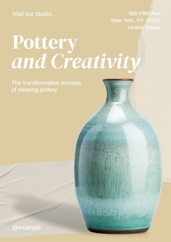 Pottery and creativity poster template, editable text and design