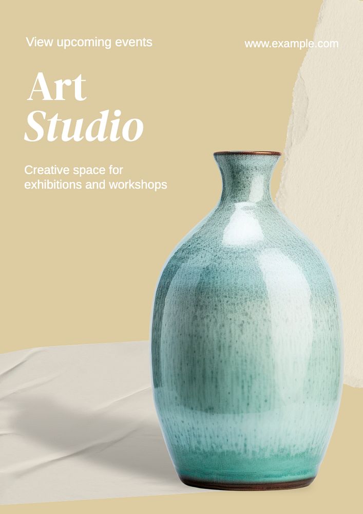 Art studio poster template, editable text and design