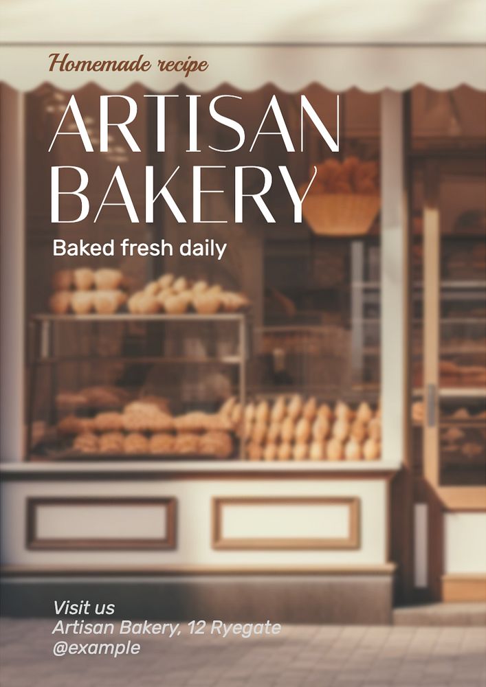 Artisan bakery poster template, editable text and design