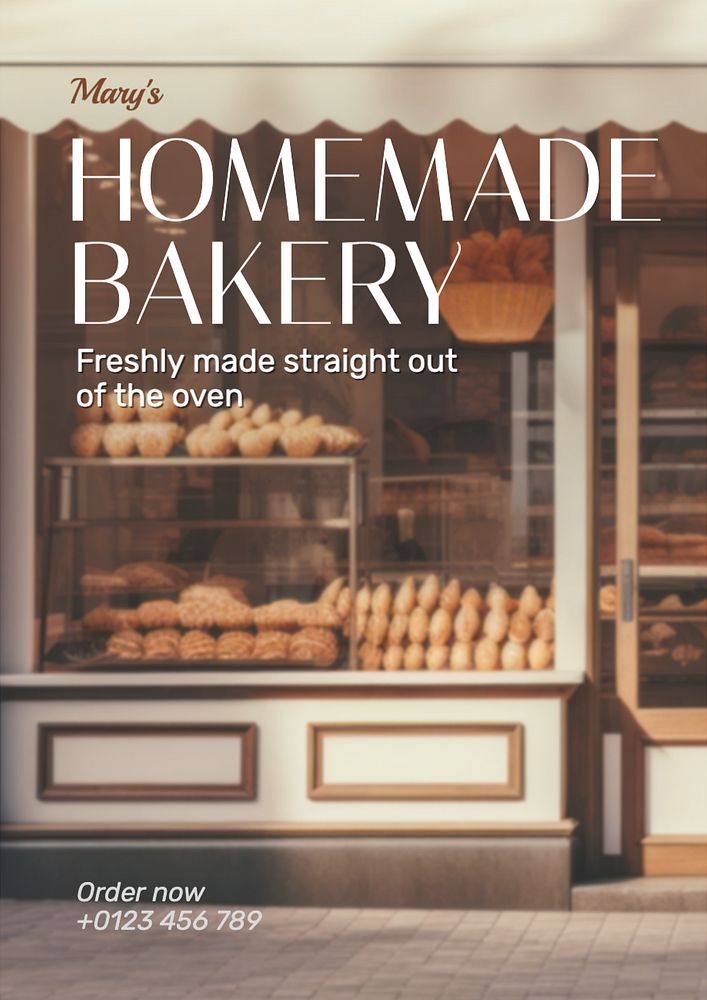 Homemade bakery poster template, editable text and design