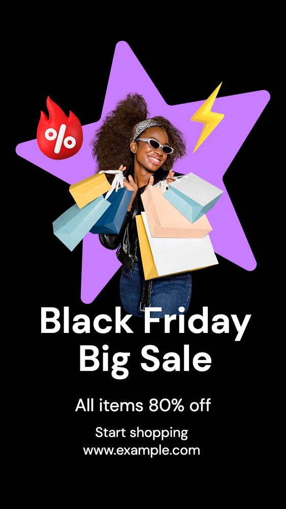 Black Friday sale Facebook story template, editable design