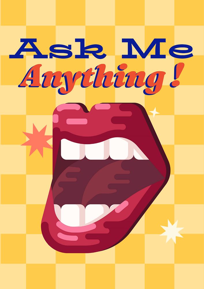 Ask me poster template, editable text and design