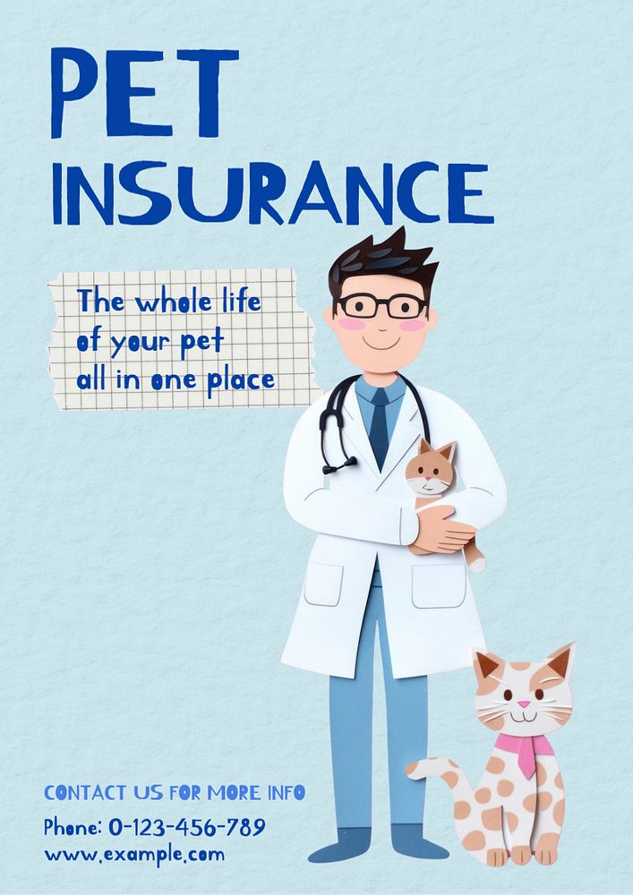 Pet insurance poster template, editable text and design