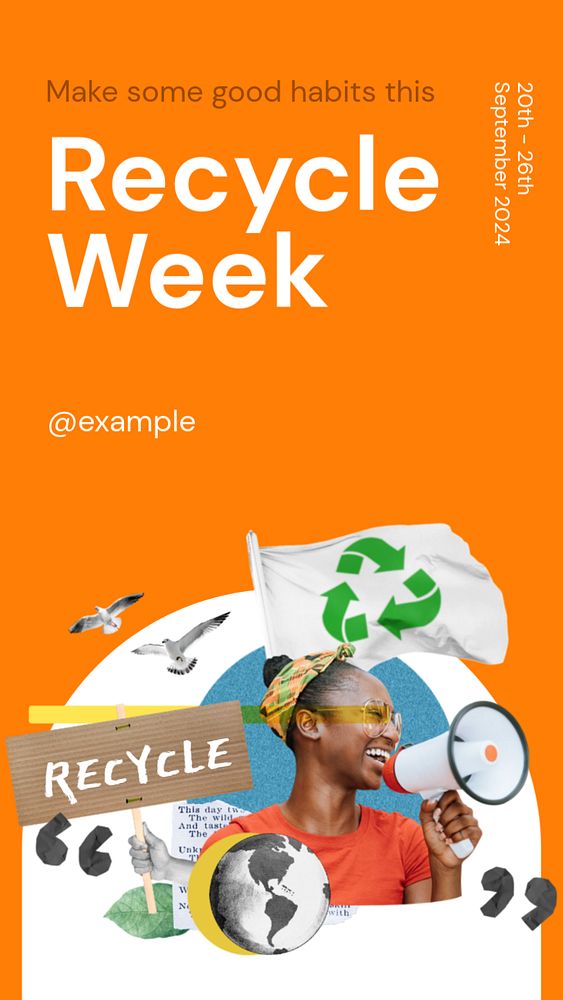 Recycle week Facebook story template, editable design