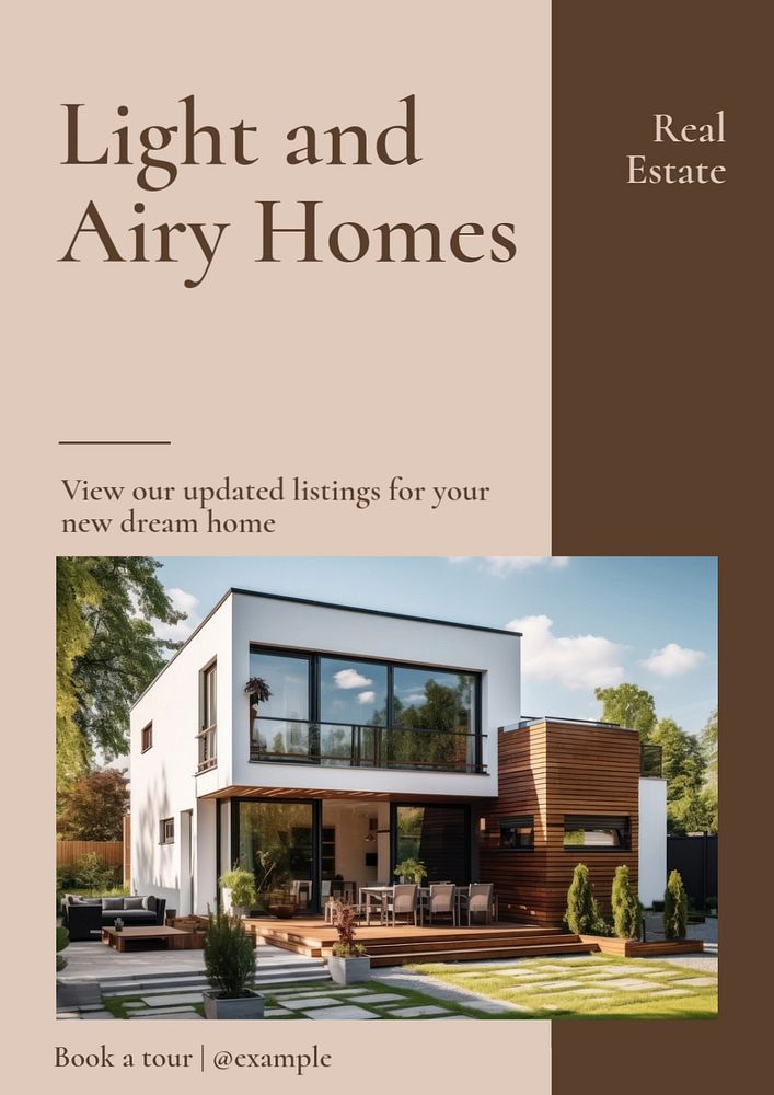 Airy homes poster template, editable text and design