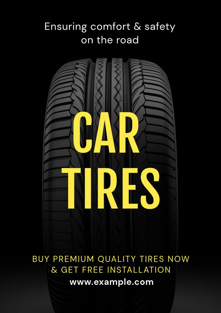 Car tires poster template, editable text and design