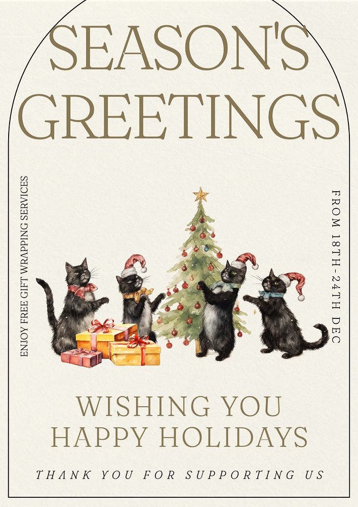 Season's greetings poster template, editable text and design