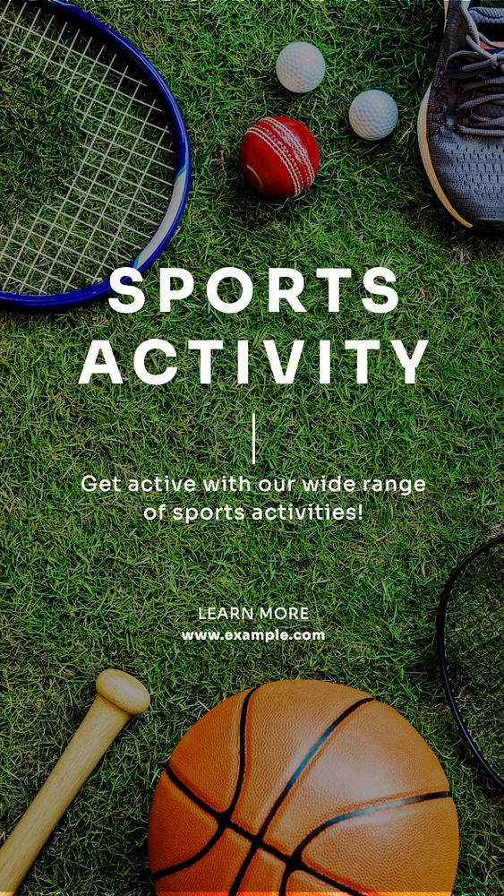 Sports activity  Instagram story template, editable text