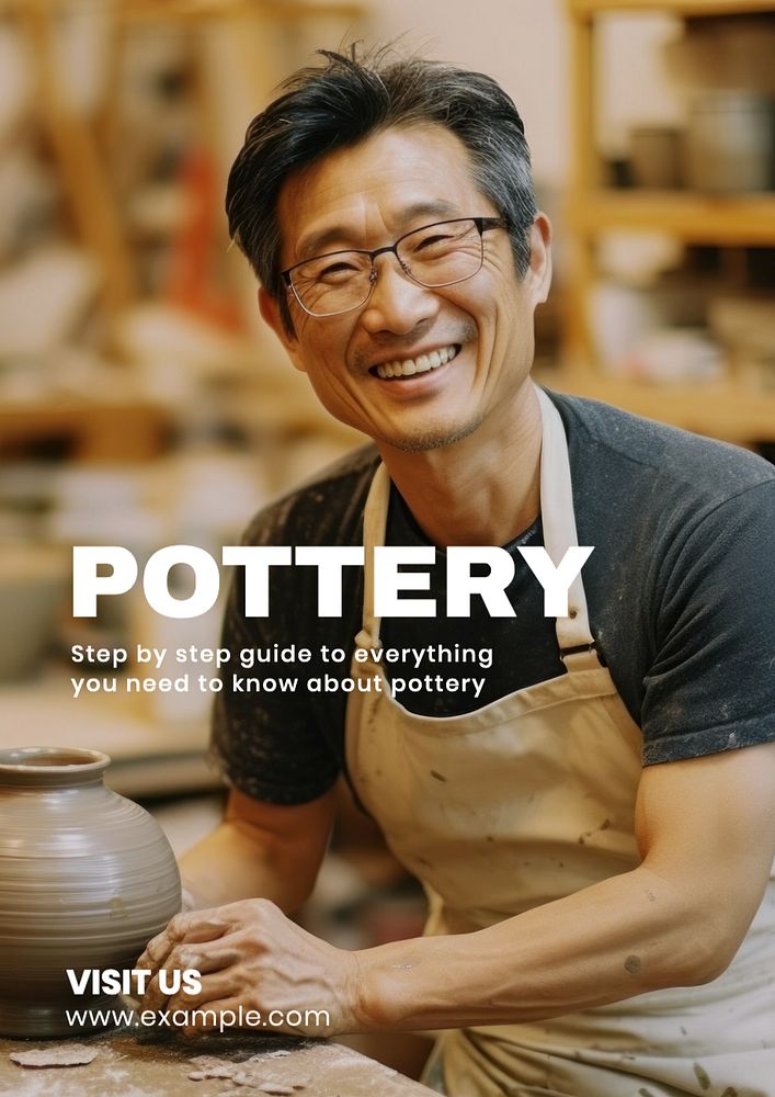 Pottery poster template, editable text and design