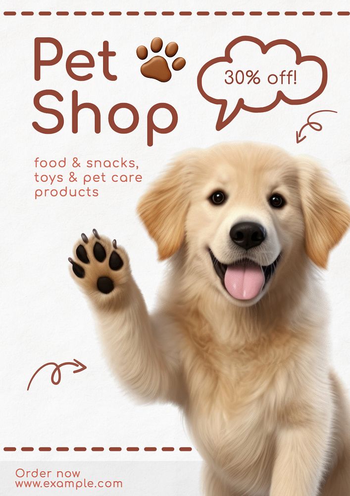 Pet shop poster template, editable text and design