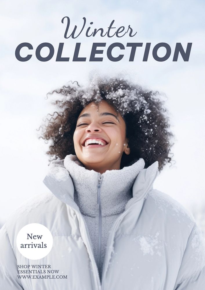 Winter collection poster template, editable text and design