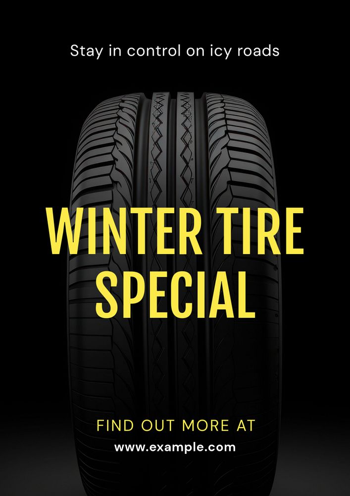 Winter tire driving poster template, editable text and design