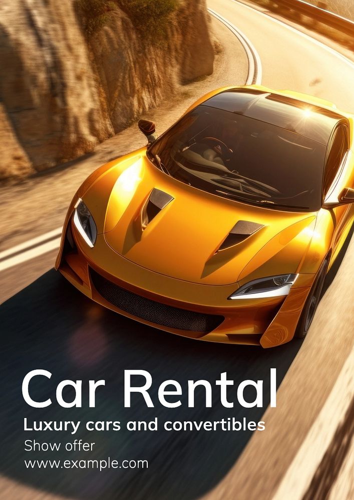 Car rental poster template, editable text and design