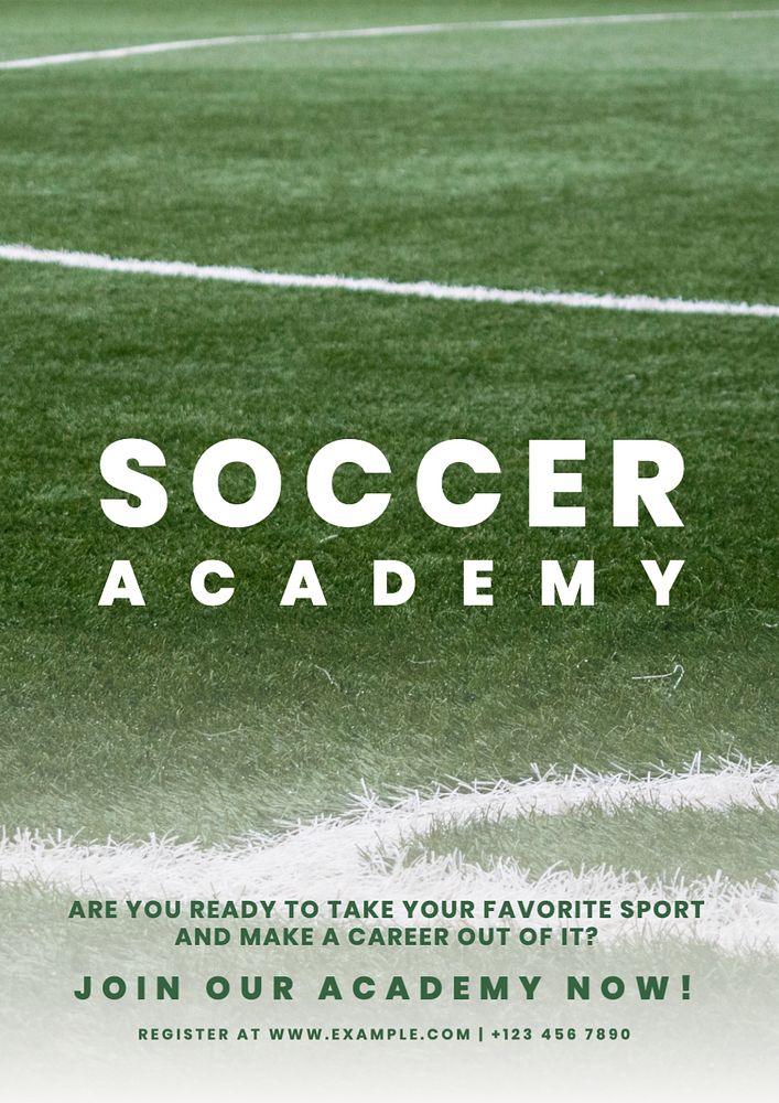 Soccer academy  poster template, editable text and design