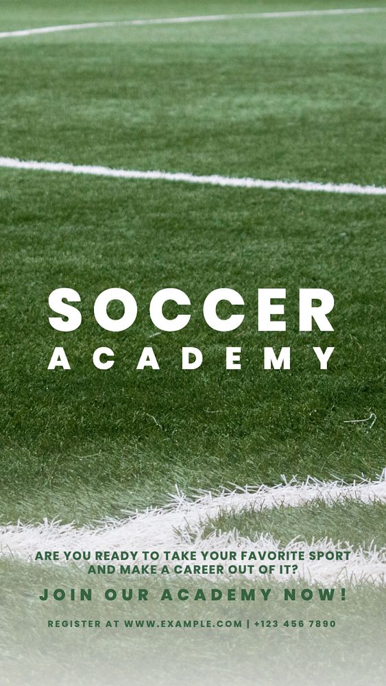 Soccer academy  Instagram story template, editable text